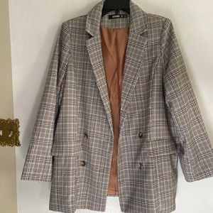 Missguided Brown Plaid Super Oversized Blazer